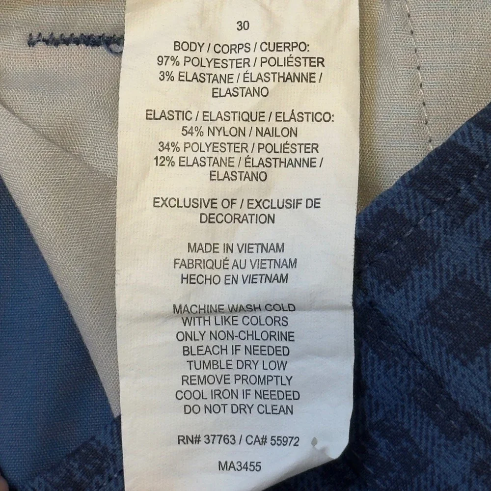 1415 | Calloway Grid Print Performance Stretch Golf Shorts Blue Mens 30